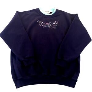 Northern Reflections Sweatshirt Floral Blue Collar Vintage Size Large